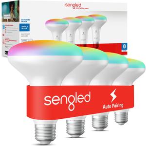 Sengled Alexa Smart Flood Light Bulbs, Bluetooth Mesh BR30 Smart Bulbs That Work with Alexa Only, 65 Watt Equivalent Full Color and Tunable White 650 LM, E26 Base Recessed, No Hub Required, 4 Pack