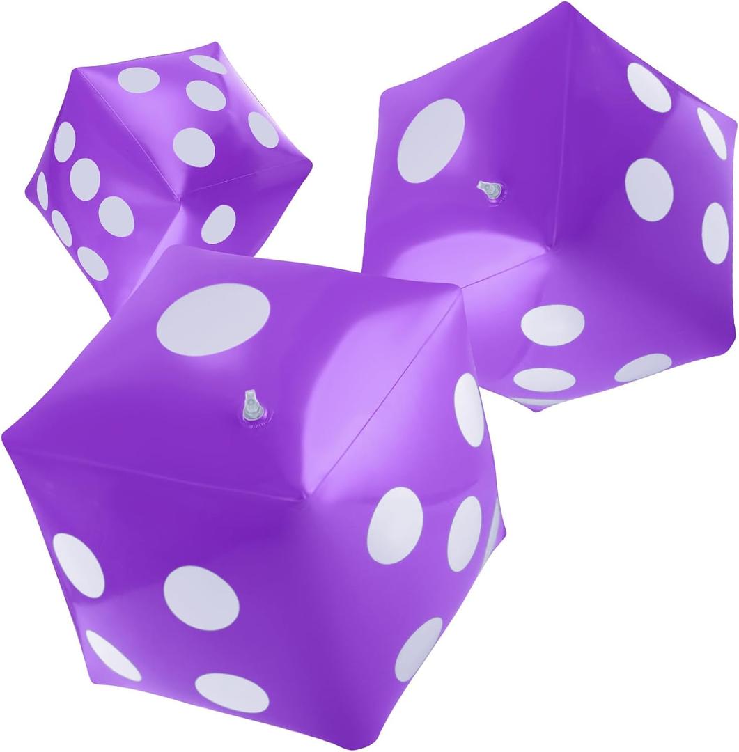 3 Pack Large Inflatable Dice Jumbo Giant Inflatable Dice for Indoor Outdoor Broad Game Ludo Pool Party Favor(12 Inch,Purple)