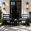 Patio Dining Chairs Set of 2, Outdoor Metal Chairs with Cushions Blue