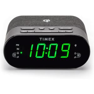 Timex Wireless Charging Alarm Clock Radio with USB Charging Port, Dual Digital Alarms, 10 FM Presets, Dimmable with Sleep Timer and Battery Backup (Model TW500)
