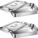 Fabbay Medical Surgical Trays 201 Stainless Steel Tray Dental Instruments Organizer Holder Sterilized Metal Box with Lid and Handle Grip for Medical Surgical Dental Instruments(9 Inch)