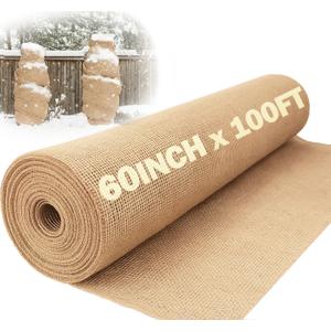 60" x 100 Feet Burlap Fabric Roll 33 Yards – Burlap Fabric by The Yard for Tree Wrap, Garden Plant Cover, Weed Barrier, Landscaping & DIY Crafts, Ideal for Outdoor Winter Protection