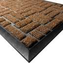 MATALL Outside Door Mat - 36x17 Inches Brown Welcome Matt, Indoor and Outdoor Dirt Trapper Door mat for Office Doorway, Patio, Porch, or Deck