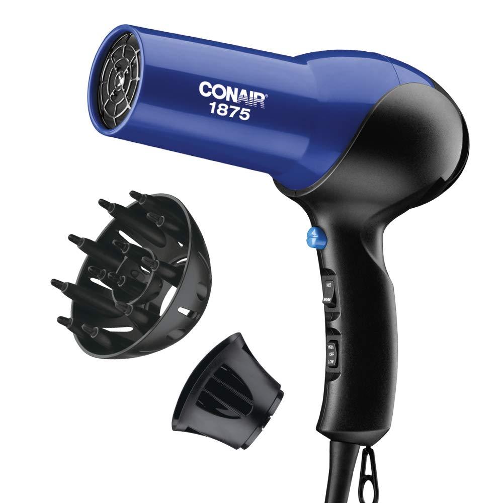 Conair 1875 Watt Turbo Hair Dryer, Blue/Black (3 Piece Set)