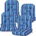 Chunful 4 Pack Tufted Back Chair Cushion Indoor Outdoor Weather Resistant Rocking Patio Chair Cushions for Indoor Outdoor Lawn Furniture(Blue Stripes)