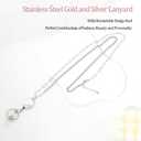 Lanyards for Id Badges Stainless Steel Metal Teacher Lanyard with Id Holder Retractable Cruise Ship Badge Holder for Women (Silver 15)