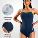 G Gradual Women's One Piece Athletic Swimsuit with Adjustable Straps Training Sport Swimwear Modest Bathing Suit for Women(Team Navy/Light Blue,L) (Blue, L)
