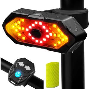 Bike Tail Light with Turn Signals USB Rechargeable Bike Turn Signals 120 Lumens Ultra Bright LED Turn Signals for Bicycle 5 Mode with 10PCS Safety Reflective Tape for Cycling Electronics