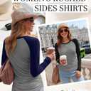 3 Pack Women's Maternity Shirts, Pregnancy Raglan Long Sleeve Tops Sides Ruched Crew Neck Color Block Mama Clothes (X-Large, Light Gray/Black, Light Gray/Navy, Light Gray/Wine Red)