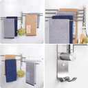 NearMoon Swivel Towel Rack, 13.8" Thicken 304 Stainless Steel 4-Arm Towel Bar, Space Saving Wall Mounted Towel Holder with Hook, Rustproof Swing Out Towel Hanger for Bathroom, Kitchen (Brushed Nickel)
