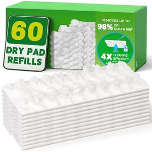 Dry Mop Refills Thickened and Feathery Pads 60 Count for Dirt, Pet Hair and Dust, Compatible with Swiffer Sweeper and ClicLak Regular Mop, Disposable Sweeping Cloths for Floor Mopping and Cleaning