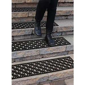 2x Rubber Stair Treads Non-Slip Outdoor 35”x10” (5-Pack) – Hexagon Anti-Slip Step Mat