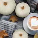 Preboun 4 Pieces Large Wool Fall White Pumpkin Thanksgiving Decor Artificial Fabric Pumpkin Harvest Felt Fake Pumpkins for Decorating for Fall, Thanksgiving, Halloween, Wedding Parties Decoration