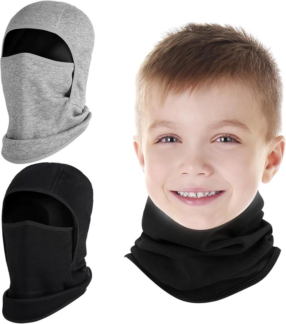 2 Pack Kids Balaclava Face Mask for Boy Girl, Winter Hat Ski Mask for Cold Weather, Windproof Face Warmer for Skiing Cycling, Size: 3-8 Years
