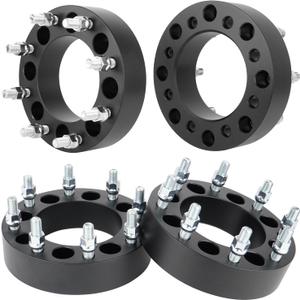 Youxmoto 8x6.5 to 8x180 2 inch Wheel Spacers Fit for Chevy GMC 1999-2010, Silverado Sierra 2500 3500 HD, 2014-2021 Ram 2500 3500, 126.15mm Hub Bore Wheel Adapters with 14x1.5 Studs, 4PCS