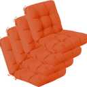 QILLOWAY Outdoor Seat/Back Chair Cushion Tufted Pillow, Spring/Summer Seasonal Replacement Cushions - Pack of 4 (Orange)