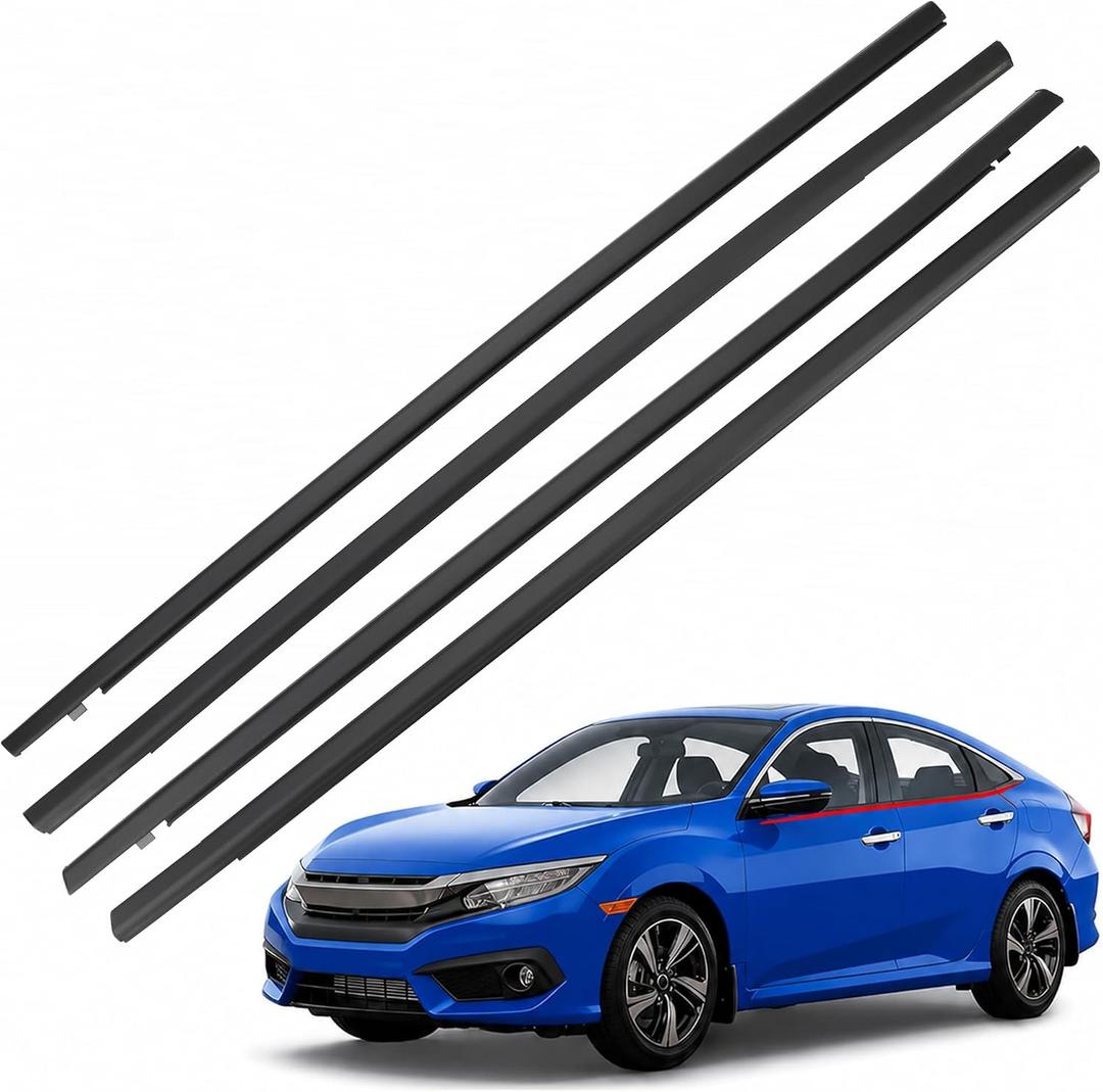 Window Molding Trim Seal Belt Compatible with Honda Civic Sedan 2016-2021