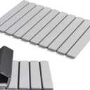 AWW Foldable Stone Bath Mat, Quick Dry Diatomaceous Earth Bath Mat with Non-Slip Mat, Super Absorbent, Easy to Clean, Compact for Small Bathrooms, 23.6 x 15.5, Light Grey