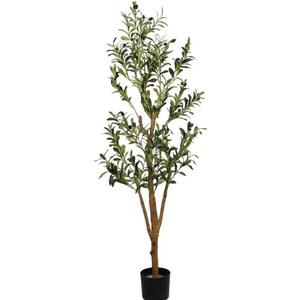 Artificial Olive Trees Indoor with Natural Wood Trunk and Realistic Leaves and Fruits, Fake Olive Tree for Home House Office Dcor(5 FT)