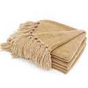 RECYCO Throw Blanket Soft Cozy Chenille Throw Blanket with Fringe Tassel for Couch Sofa Chair Bed Living Room Gift (Beige, 50" x 60")