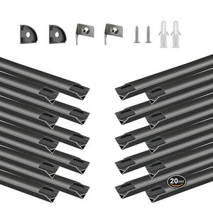 BTF-LIGHTING 20-Pack 1.64ft / 0.5m V-Shaped Black LED Aluminum Channel System with Black Cover Lens,Aluminum Extrusion Track Housing Profile Diffuser for 8/10mm SMD/FCOB LED Strip Lights(No LED)