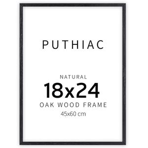 puthiac 18x24 Solid Oak Wood Picture Frame, Black, 1 Pack