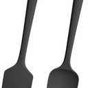 600F Heat Resistant Spatulas, High Heat Food Safe Semless Kitchen Silicone Scraper Set for Cooking Baking Mixing Scraping Stirring Nonstick Cookware Pan Bowl (2Pcs,Black)