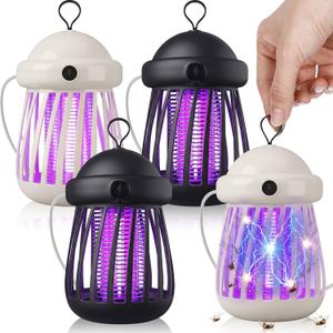4 Pack Bug Zapper Indoor, USB-Powered Mosquito Killer Lamp UV Insect Trap with 3000v Electric Grid, Quiet Indoor Jellyfish Bug Zapper for Gnats, Moths, Fruit Flies (White,Gray)