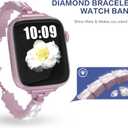 Fitlink Stainless Steel Apple Watch Band for Women, Bling Apple Watch Bands 38mm 40mm 41mm 42mm 44mm 45mm for Apple Watch Series 7 Apple Watch Series 6 Apple Watch SE Apple Watch 3 4 5 (Pink)