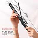 Lanvier 1 Inch Extra Long Hair Curling Iron with Ceramic Tourmaline Barrel, Professional Hair Curler up to 450F with Dual Voltage for Worldwild Use, Hair Waving Style Tool for Girls&WomenBlack