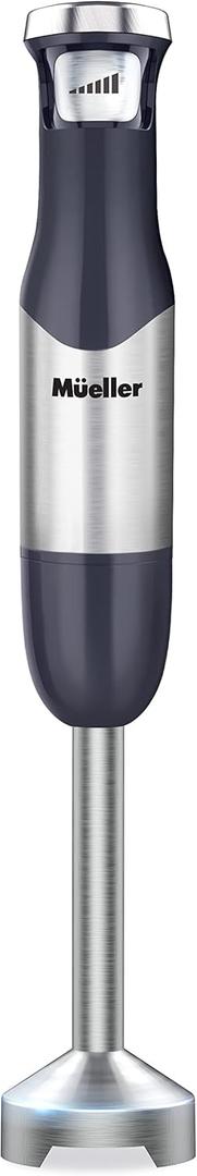 Mueller Pro Series Hand Blender, 500W Immersion Blender, Heavy-Duty Titanium Steel Blades, Stepless Speed Control, Detachable Shaft, Ergonomic Handle, Grey