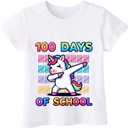 100 Days of School Shirt Kids  Boys Girls Toddler 100th Day of School T-Shirt, Happy 100-Day Kindergarten 3T-7T (Unicorn)