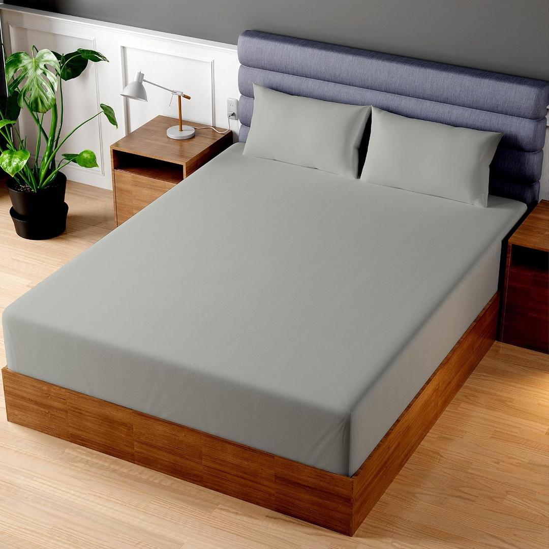 Superity Luxurious Hotel Quality Full XL Fitted Sheet 100% Cotton Ultra Soft, Skin-Friendly & Hypoallergenic Deep Pocket Fits 16 Mattress Easy Care & Snug Fit (Full XL Size -54 x 80) (Grey)