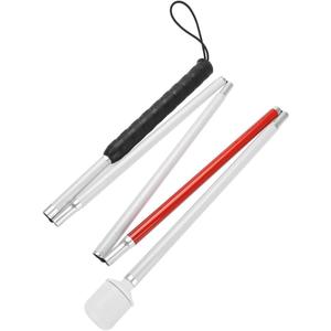 Watris Veiyi Blinder Folding Cane, Collapsible Walking Stick with Red Reflective Tape, Anti-Slip Blind Cane for The Blind and Visually Impaired People, 53.1in(135cm)