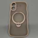 3 in 1 Magnetic for iPhone 17 Case, Cute Wavy [Full Camera Protection] [Fit for MagSafe] 1X Screen Protector+1X Wrist Strap, Anti-Slip Trendy Women Girly Phone Case for iPhone 17 6.3", Stone White