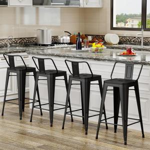 Metal Bar Stools Set of 4 Barstools Bar Height Bar Stools with Back Industrial Bar Stool Indoor Counter Stool Kitchen Island Stools Modern Bar Chair 30inch Matte Black Metal Bar Stools Set of 4 Barstools Bar Height Bar Stools with Back Industrial Bar Stool Indoor Counter Stool Kitchen Island Stools Modern Bar Chair 30inch Matte Black