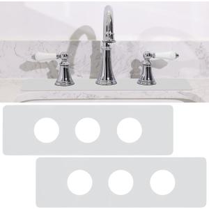 Tioncy 2 Pcs 3 Round Hole Drip Catcher Diatomite Faucet Mat for Kitchen(pre-made 3 Hole) Faucet Mat Splash Catcher Sink for Bathroom Sink(White)