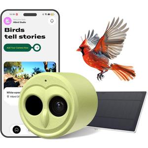 Hibird 4K HD Smart Bird Feeder Camera Solar Powered, 2.4G/5G Dual WiFi Wireless Outdoor, 6X Slow Motion Auto Bird Video Capture, Instant Notifications, AI Identify 10000+ Species for Everyone