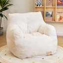 Cvortll Bean Bag Chair with Filler, Bean Bag Sofa with Tufted Soft Stuffed Filling, Fluffy and Lazy Sofa, Comfy Cozy BeanBag Chairs with Memory Foam for Dorm, Apartment, Living Room (White), 37" x 34.25" x 29.53"