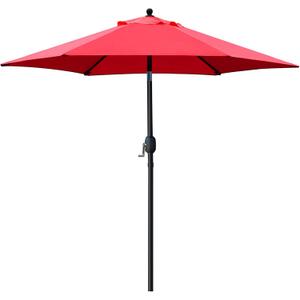 Sunnyglade 7.5' Patio Umbrella Outdoor Table Market Umbrella with Push Button Tilt/Crank, 6 Ribs (Red)
