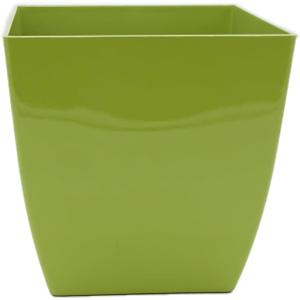 The HC Companies 8 Inch Aria Square Self Watering Planter - Plastic Plant Pot for Indoor Outdoor Plants Flowers Herbs, Glossy Green