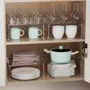 STARLATTA 2 Pcs Cabinet Organizer Shelf, Stackable Kitchen Counter Shelves, Spice Rack,Countertop Organizers, Clear Plastic Storage Shelves Rack for Makeup,Bathroom,Cupboard,Desk,Pantry Organization