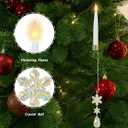 Baquler 12 Sets Christmas Tree Candles with Remote Hanging Acrylic Snowflake Icicle Ornaments Flameless Taper LED Candle Flickering Clip Light Candlestick for Xmas Wedding Decor (Colorful)