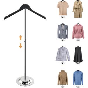 20-35 Inch Height Adjustable Shirt Display Stand, T Shirt Display Stand for Vendors, Mannequin Torso for Clothing Dress Garment Coat Retail (Wooden-black, 1 Pcs)