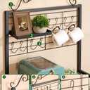 Coffee Bar Cabinet with Storage, Coffee Cart with Wheels, Coffee Station with Coffee Bar Sign and Mug Hook, Corner Coffee Bar Table with Drawer, Bakers Rack for Kitchen Dining Room Living Room Nook, 61.02" x25.19" x14.17"