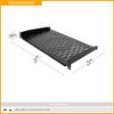 RIVECO 2PCS 1U Rack Shelves, 19 Cabinet Mount 1 U Tray Vented Cantilevers for Computer Case Shelf Mounting, 10 Inches 25CM Depth, Black