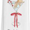 Christmas Dachshund Cocktail Kitchen Towels, Weiner Dog Dachshund Lover Gifts Decorative Hand Towels, Martini Cocktail Lover Gifts Dish Tea Towels for Kitchen Bar Cart, 16x24 Inch