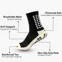 Grip Socks Soccer Men's Non Slip Soccer Socks for Kids Pilates Socks Men Women 4Pairs (White)