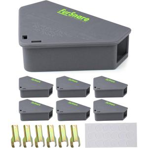 Mouse Bait Station for Outdoor & Indoor with Keys - Mice Traps for House Indoor Kill - Mouse Poisoning Bait Box for Home, Pest Control - Reusable, Safe for Kids & Pets (6 Pack Rodent Traps) (Gray)