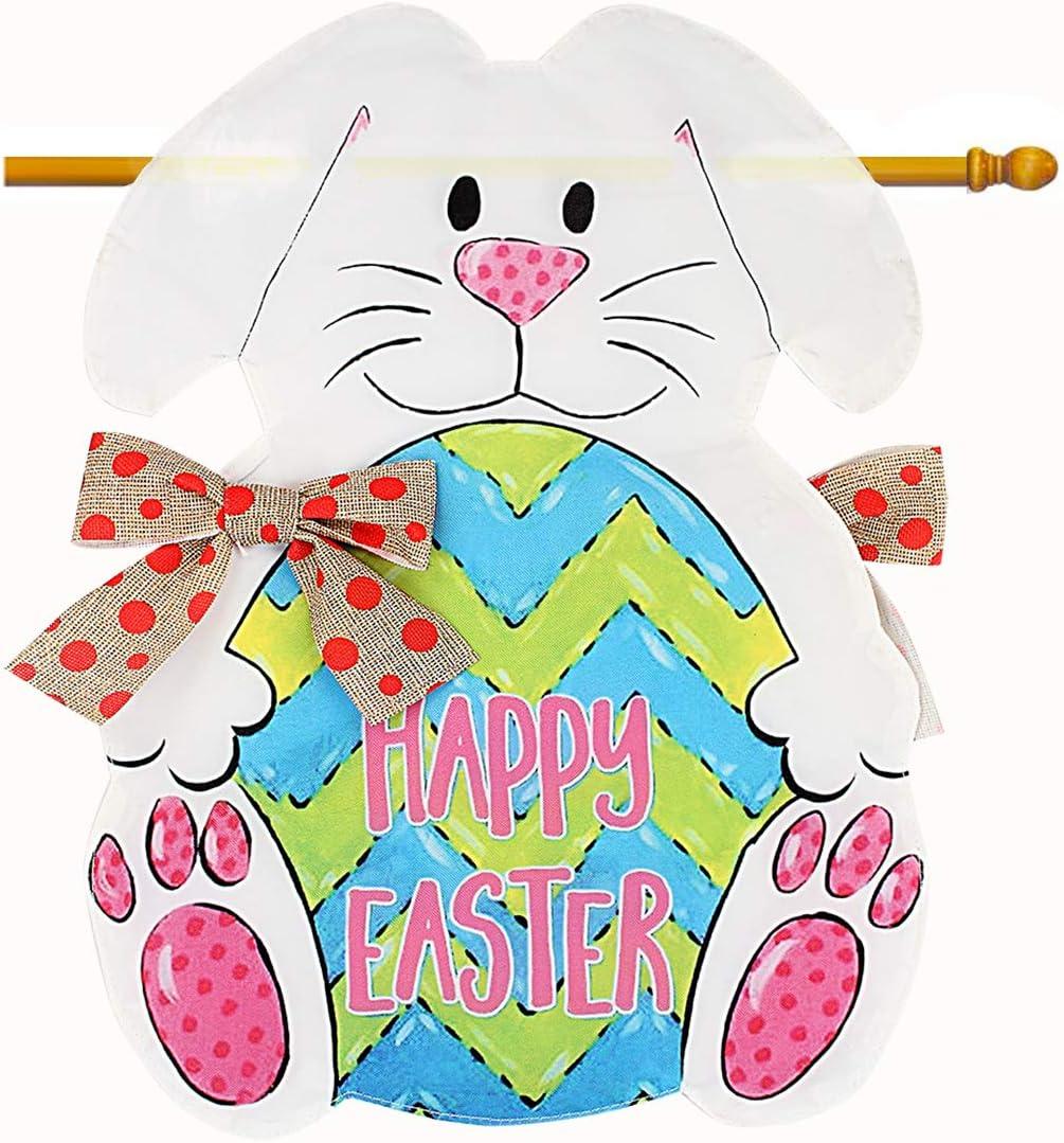 Spring Super Easter Bunny Eggs Garden Flag Welcome Home banner Double Sided Home decor Yard Garden Outdoor holiday Decorating 28" x 40"